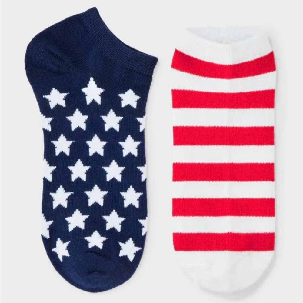 💖2/ $15💖 Women's American Flag Low Cut Socks - Red/White/Navy 4-10
